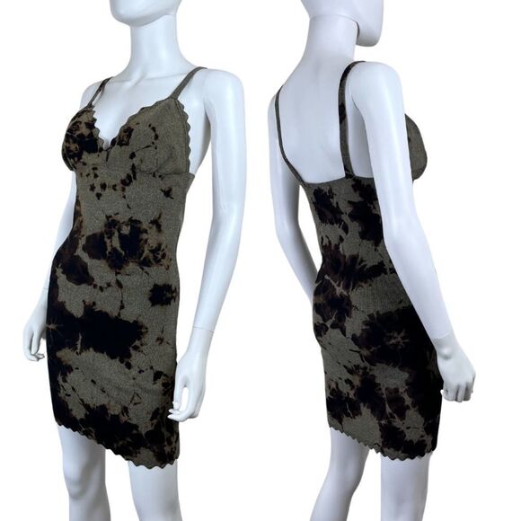 Miss Love Size M Green Tie Dye Pullover Scallop Party Bodycon Mini Dress FLAWED - Picture 1 of 14